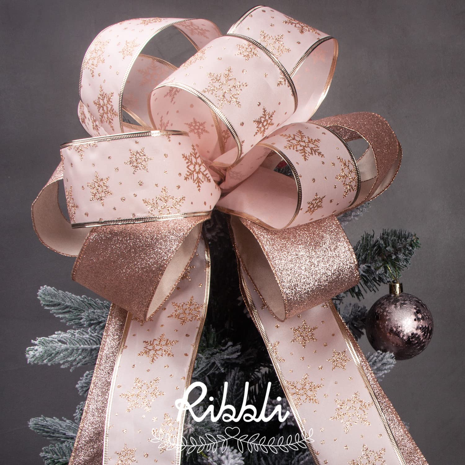 Amazon.co.jp: Ribli クリスマスリボン ワイヤー入り ローズゴールド